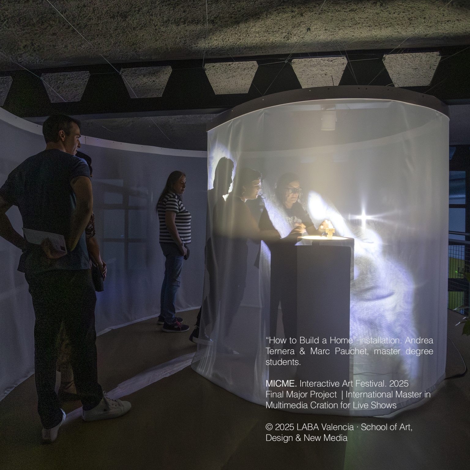 “How to Build a Home” installation. Final Major Project by Andrea Ternera & Marc Pauchet, master degree students MICME. Interactive Art Festival. www.micme.net 2025