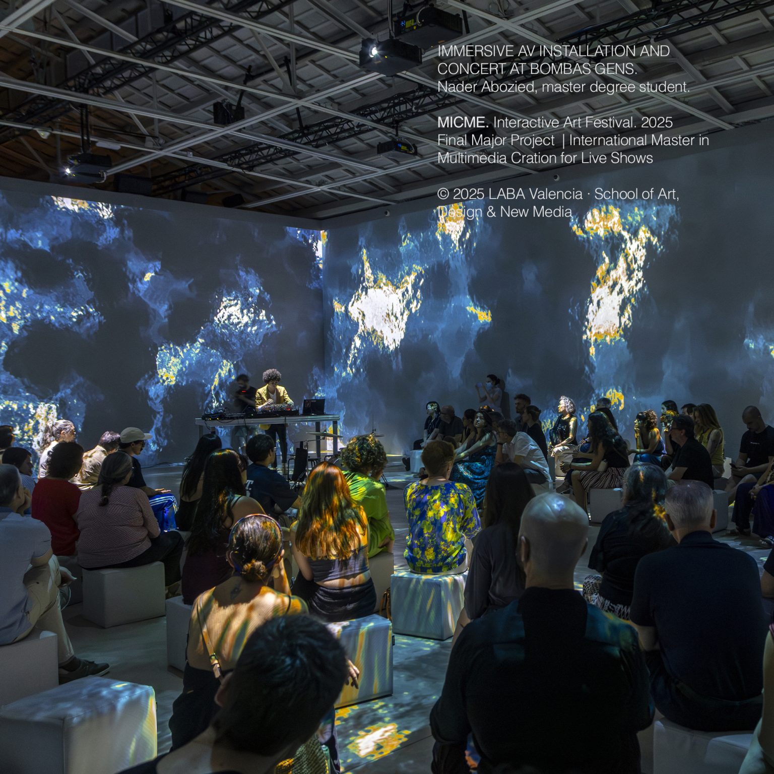 IMMERSIVE AV INSTALLATION AND CONCERT AT BOMBAS GENSFinal Major Project by Nader Abozied, master degree studentMICME. Interactive Art Festival. www.micme.net 2025