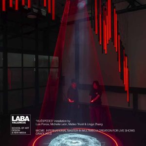 HUESPEDES interactive installation at the MICME Interactive Art Festival by graduates of the International Master in Multimedia Creation for Live Shows at LABA Valencia.