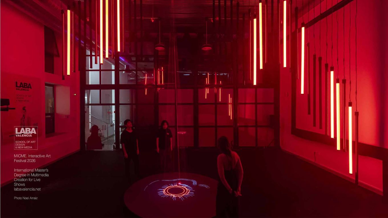 HUESPEDES interactive installation at the MICME Interactive Art Festival by graduates of the International Master in Multimedia Creation for Live Shows at LABA Valencia.